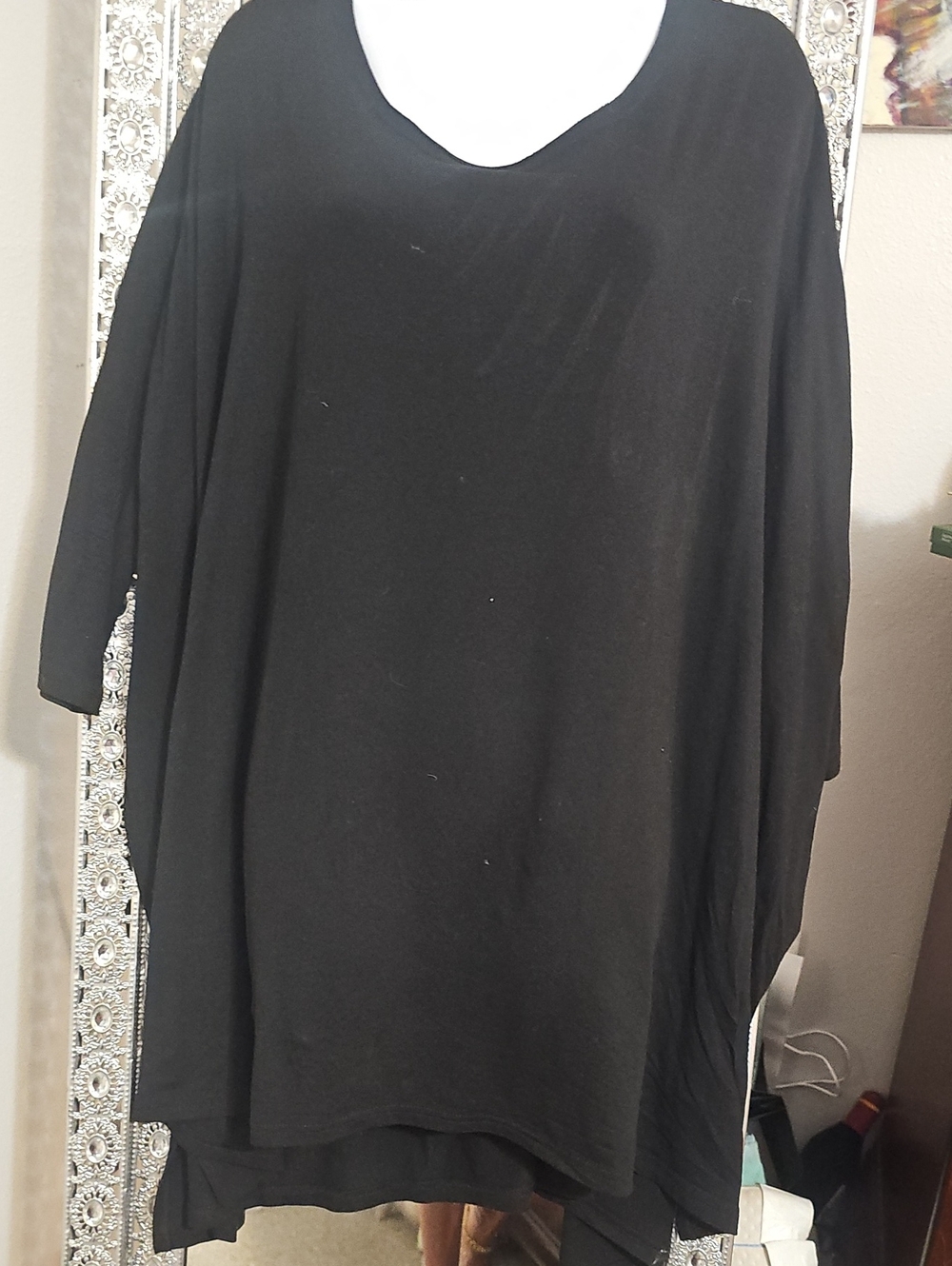 FREE PEOPLE -Black Oversized Scoop Neck Tunic Top